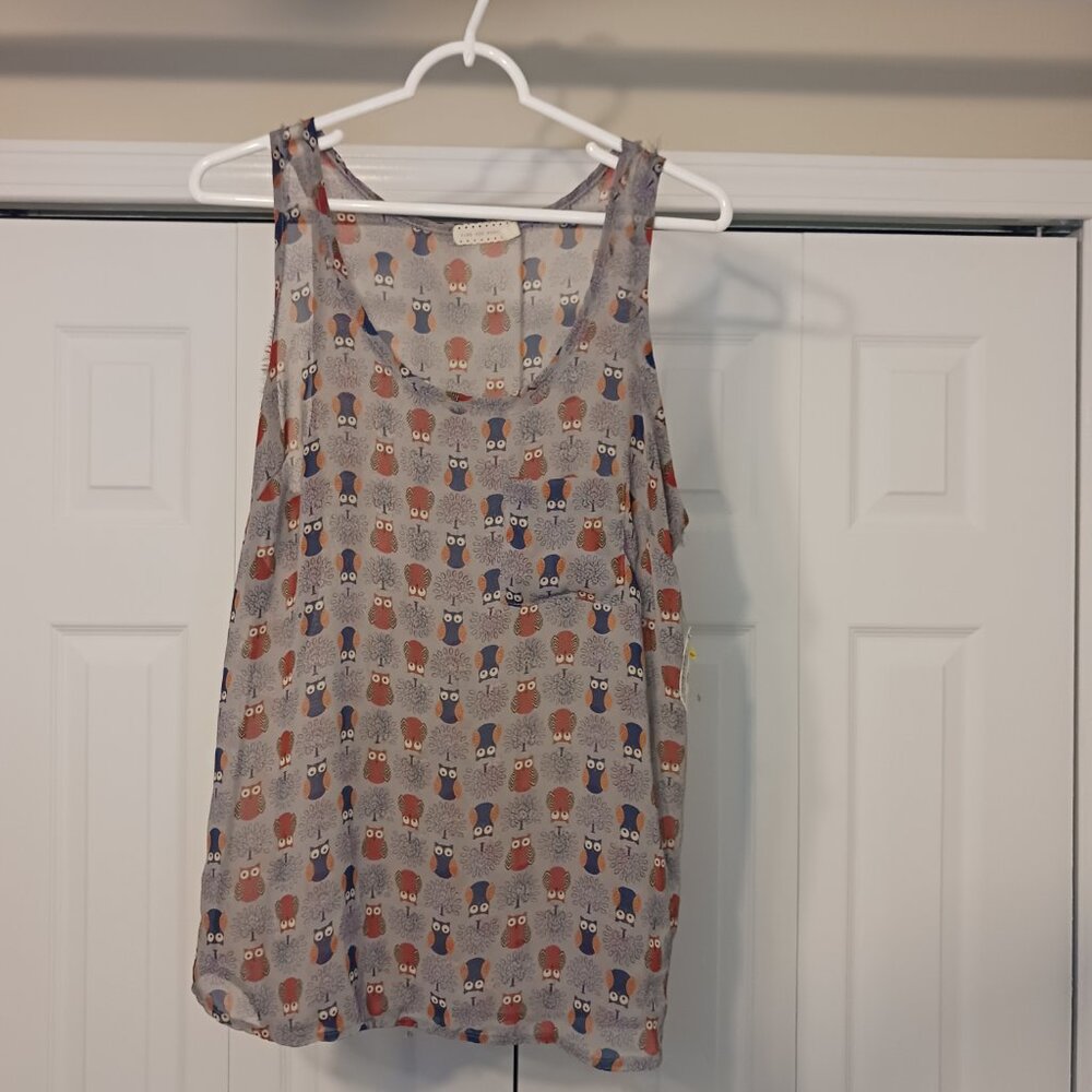 #17 3/$18 - Pins and Needles Gray/Orange Tank Top Size M